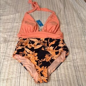 Cupshe Coral Halter Floral One-Piece Swimsuit for Kids
